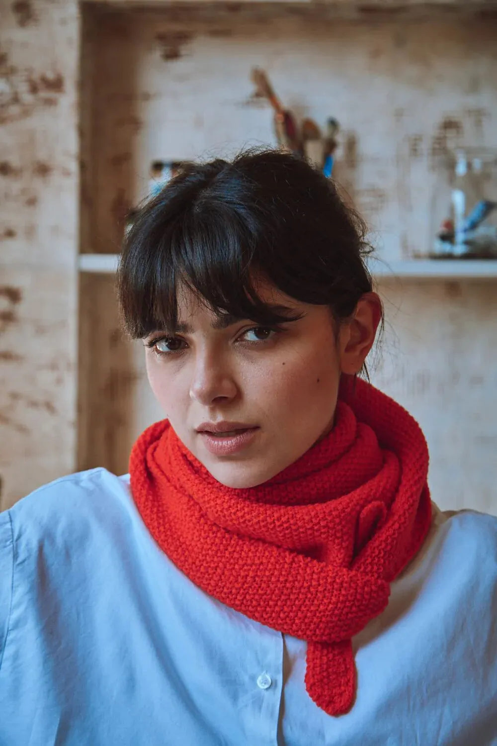 HORTENSE red Bandana in Merino Wool