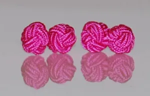 Hot Pink Silk Knot Cufflinks