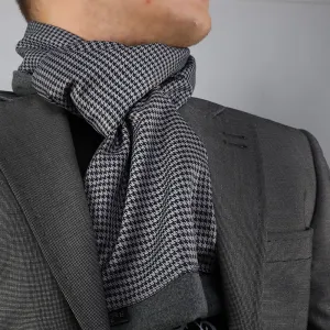 Houndstooth Mens Silk Scarf - Designer neck scarf for winters