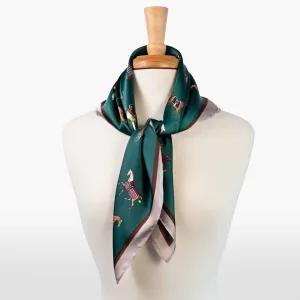Hunt Club - Stylized Equestrian Pattern in Deep Teal Scarf