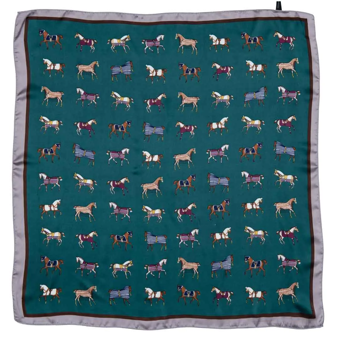 Hunt Club - Stylized Equestrian Pattern in Deep Teal Scarf