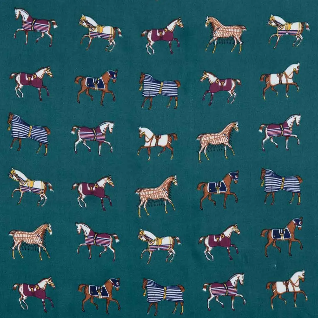 Hunt Club - Stylized Equestrian Pattern in Deep Teal Scarf