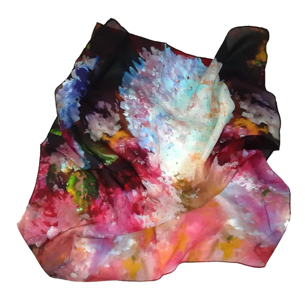 Hydrangea Gold Silk Scarf.
