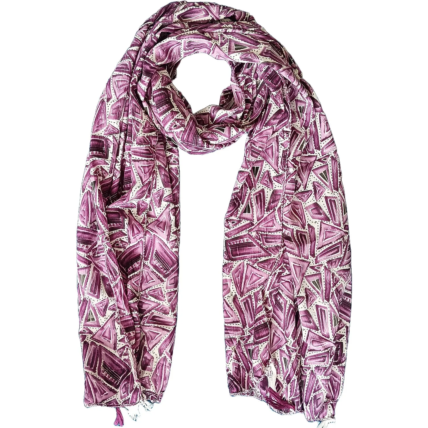 India Scarves Women's Designer Purple Design Scarf - All Seasons, Stylish & Comfortable Size L 170 Cm X W 70 Cm
