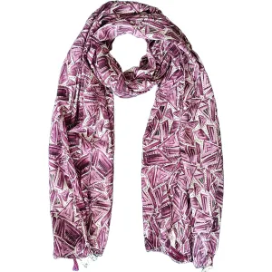 India Scarves Women's Designer Purple Design Scarf - All Seasons, Stylish & Comfortable Size L 170 Cm X W 70 Cm