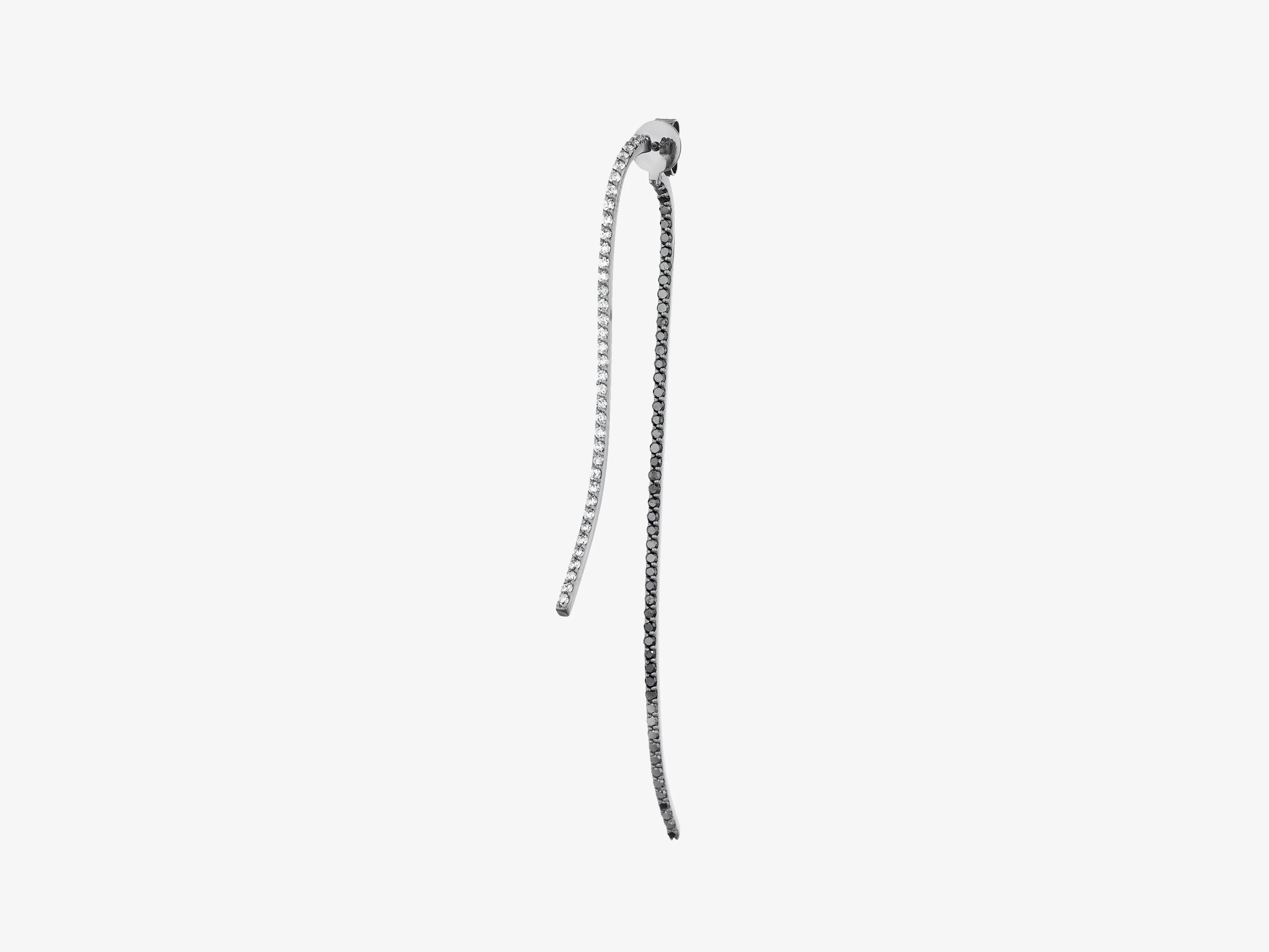 Infinity Sculptural Two Part Curved Earring with Diamond Pave