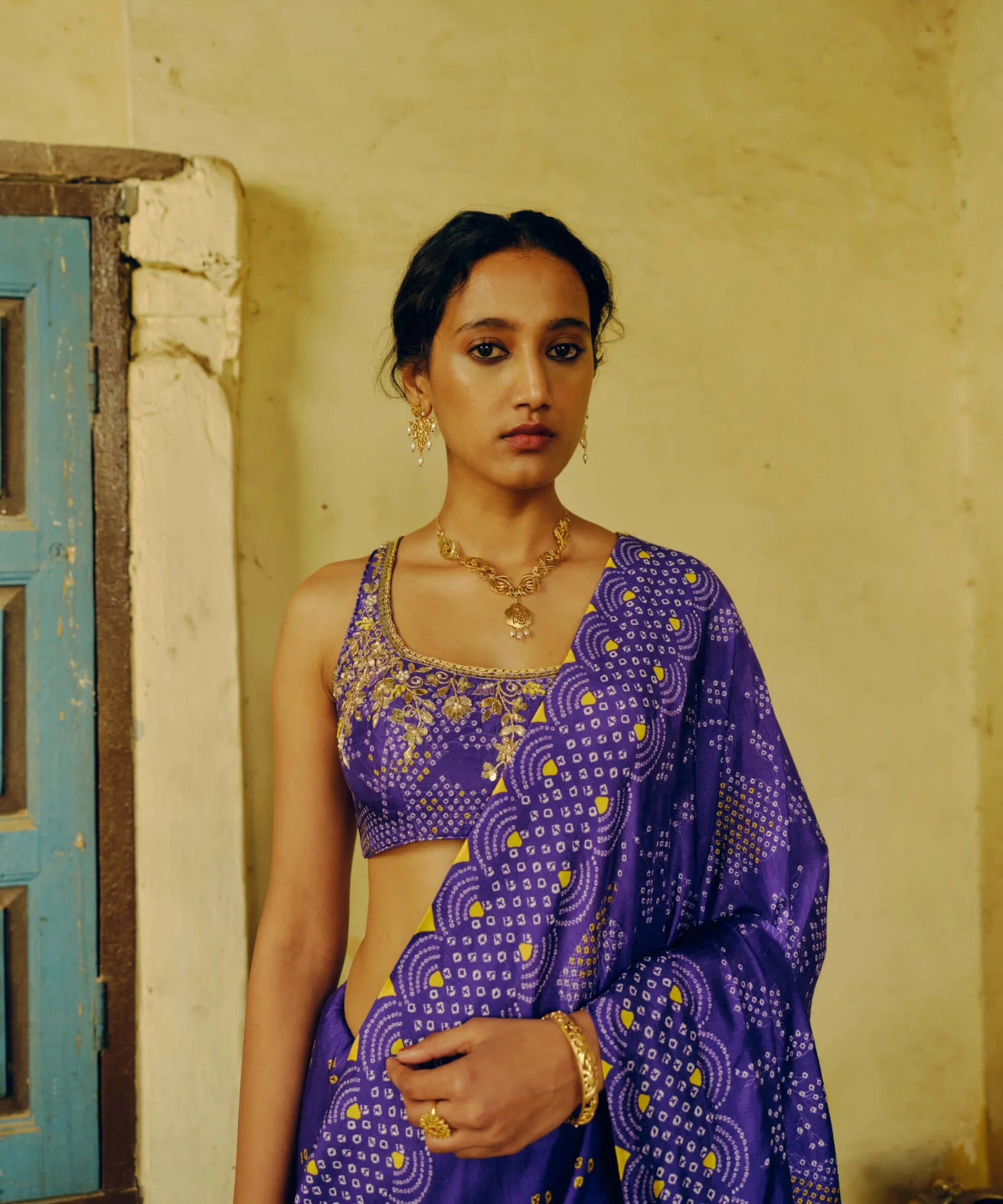 Iris purple sari and blouse