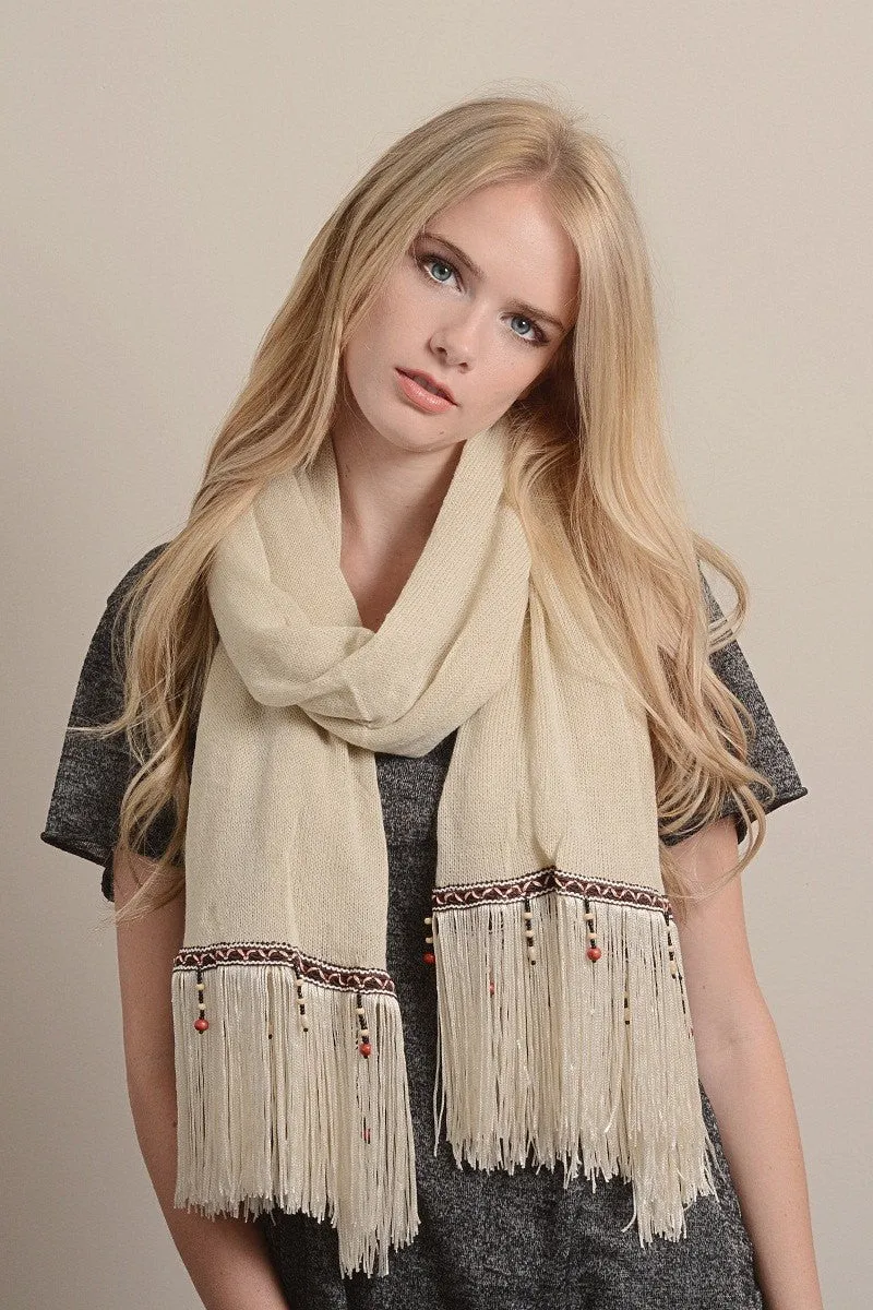 Ivory Boho Tassel Scarf