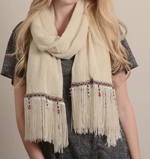 Ivory Boho Tassel Scarf
