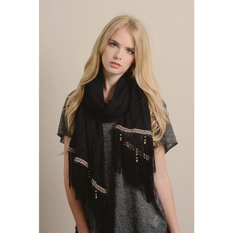 Ivory Boho Tassel Scarf