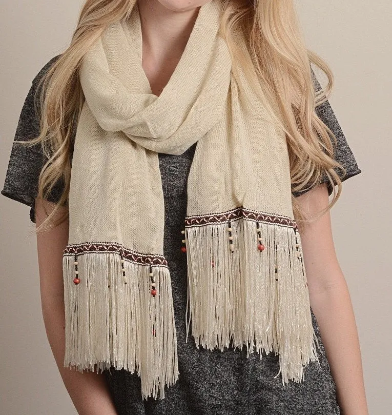 Ivory Boho Tassel Scarf