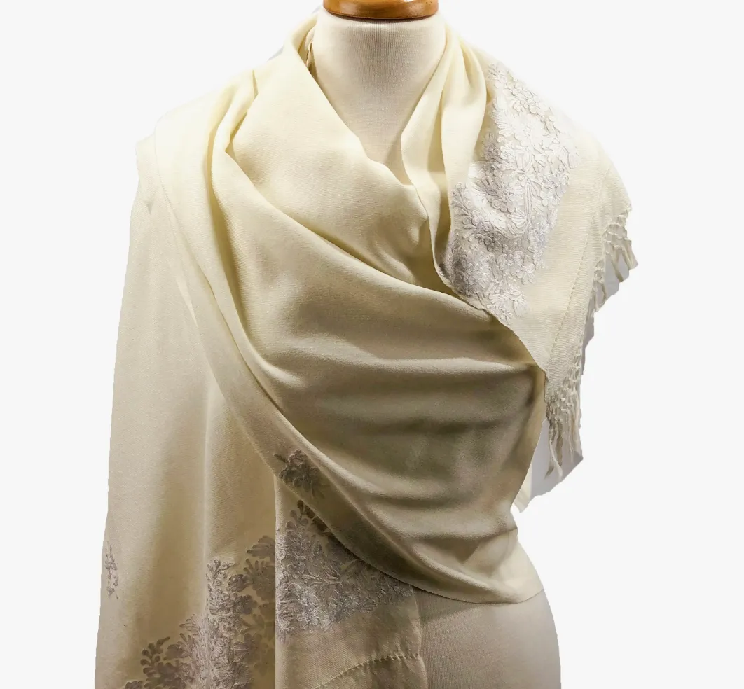 Ivory Embroidered Wrap