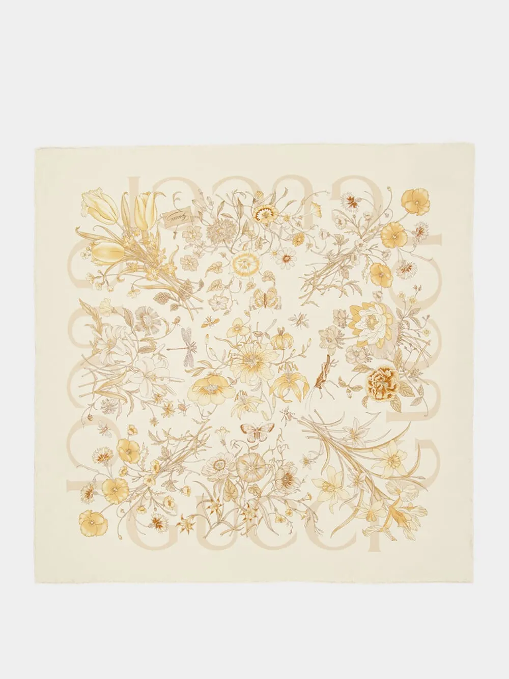 Ivory Printed Silk Carré