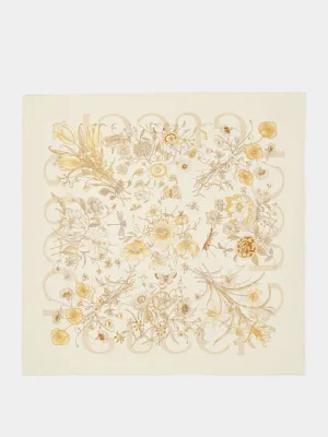Ivory Printed Silk Carré