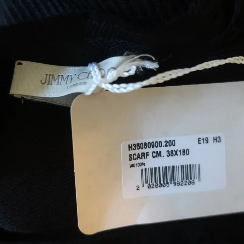 Jimmy Choo Logo Jacquard Scarf Black Wool NEW