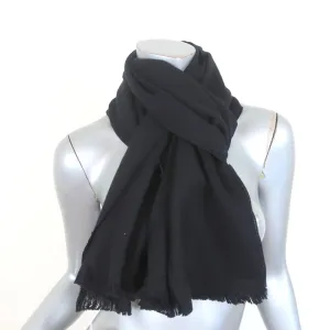 Jimmy Choo Logo Jacquard Scarf Black Wool NEW