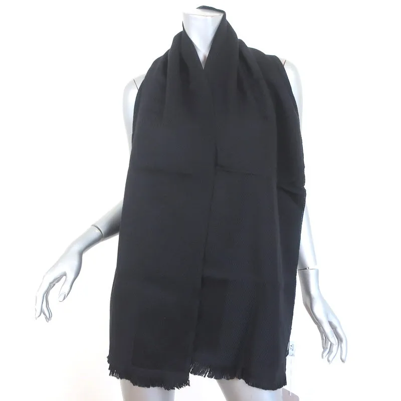 Jimmy Choo Logo Jacquard Scarf Black Wool NEW