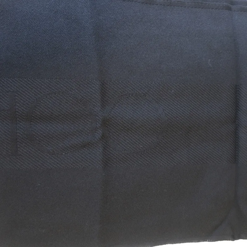 Jimmy Choo Logo Jacquard Scarf Black Wool NEW