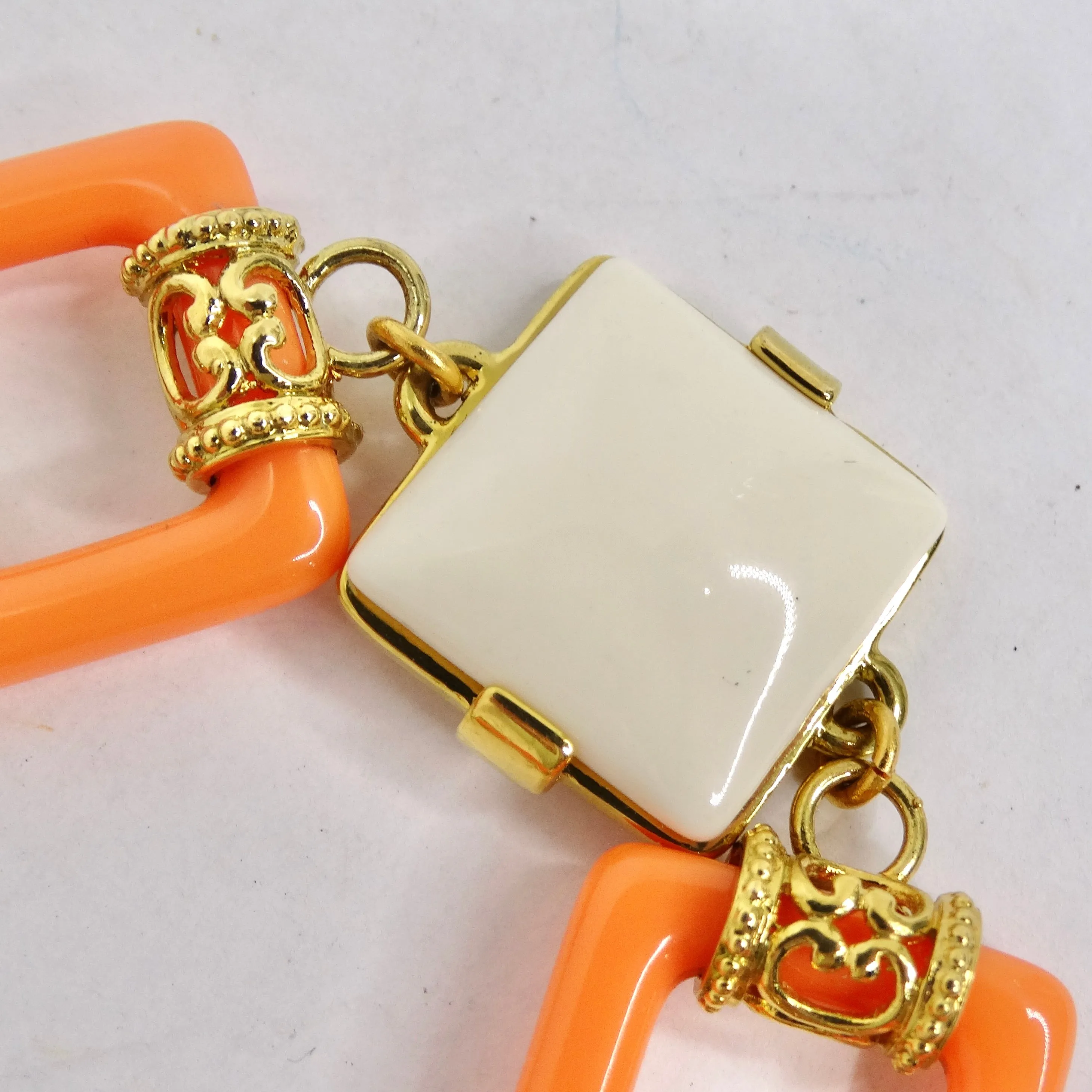 Joan Rivers Gold Tone Orange Geometric Bracelet
