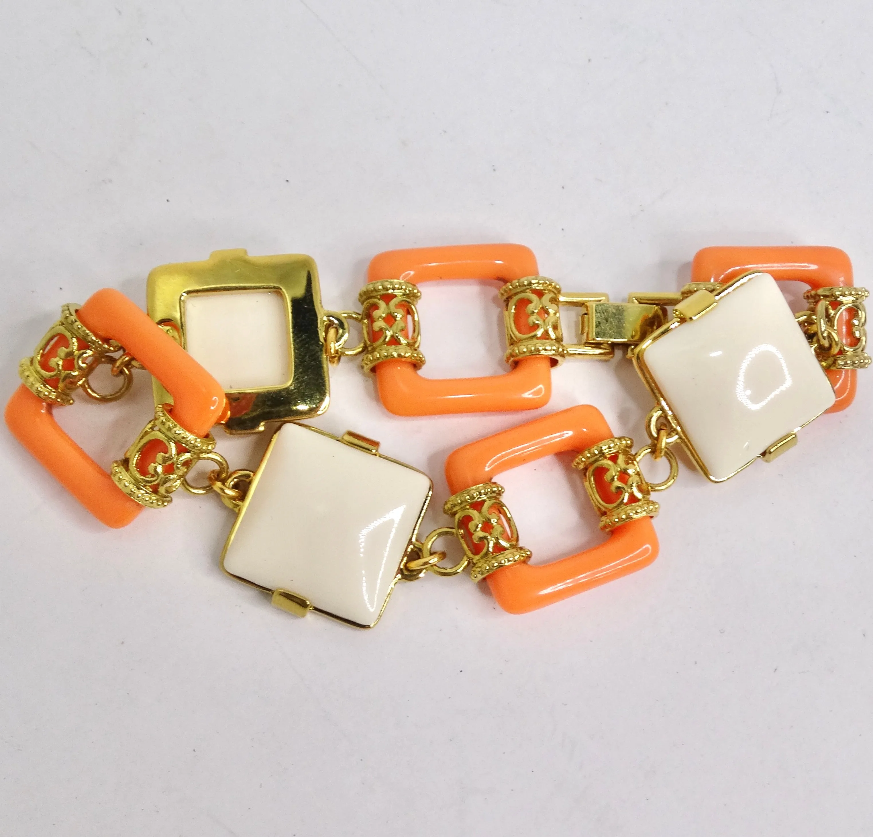 Joan Rivers Gold Tone Orange Geometric Bracelet