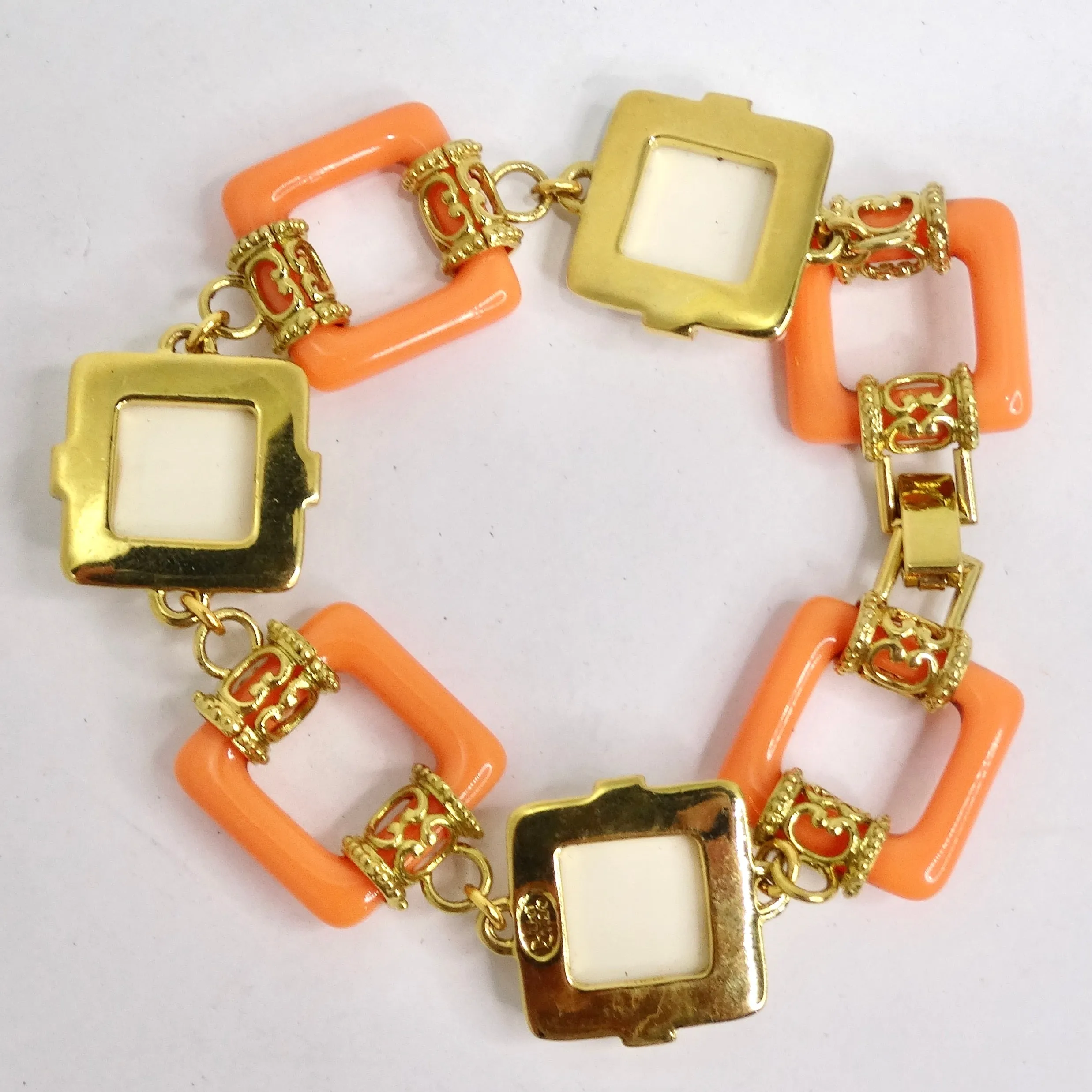 Joan Rivers Gold Tone Orange Geometric Bracelet