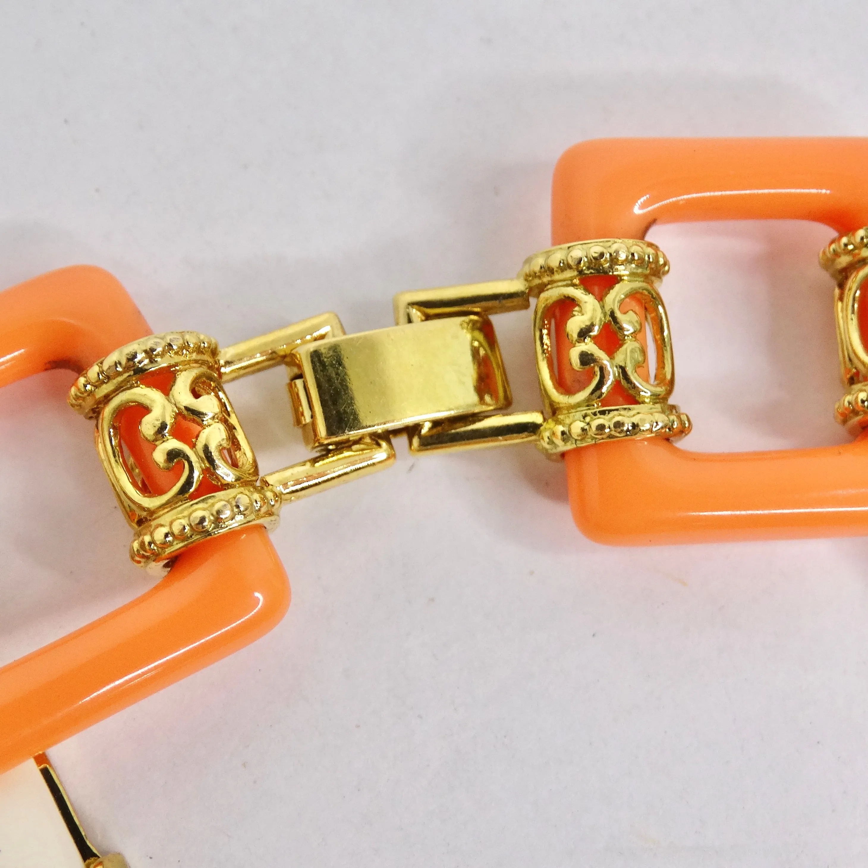 Joan Rivers Gold Tone Orange Geometric Bracelet