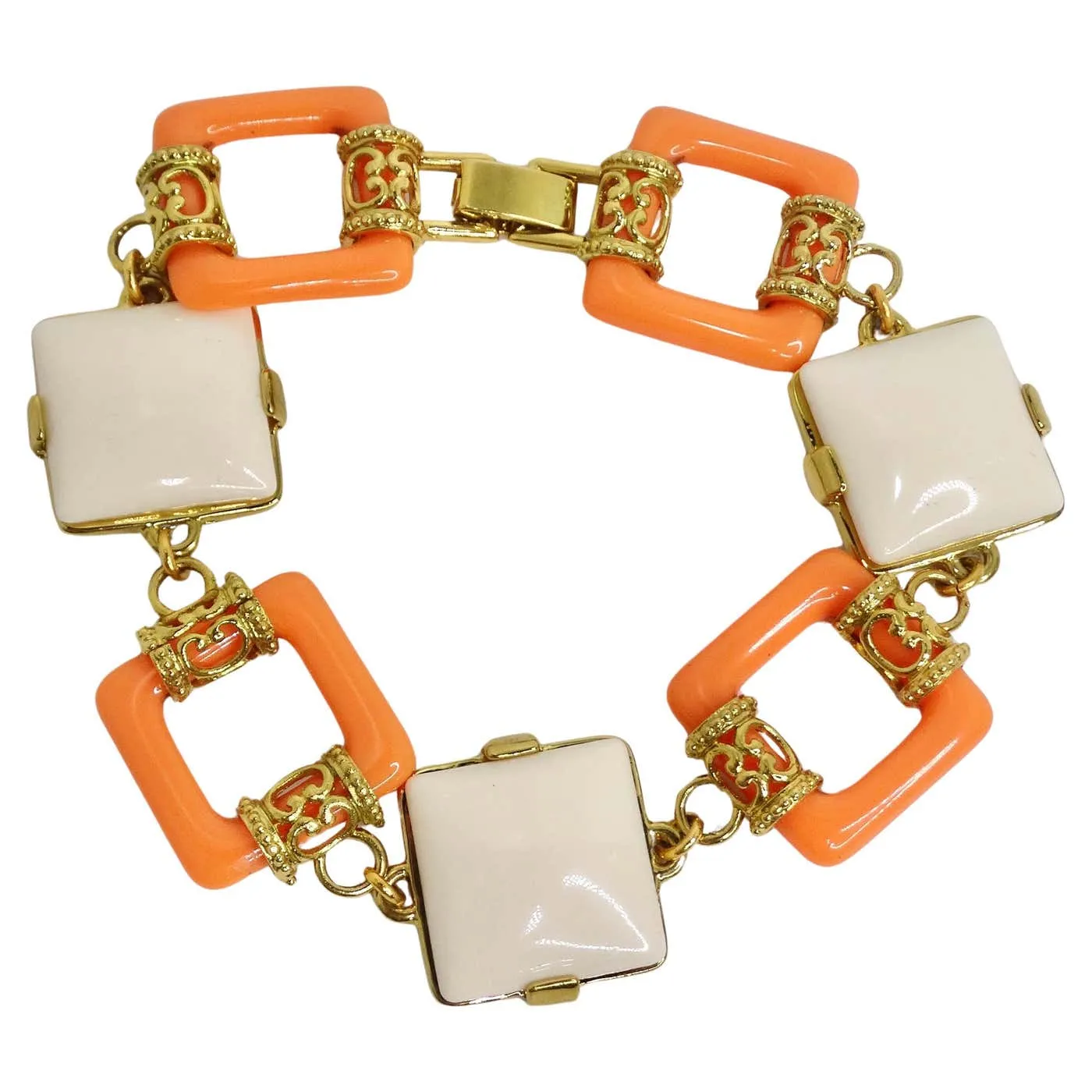 Joan Rivers Gold Tone Orange Geometric Bracelet