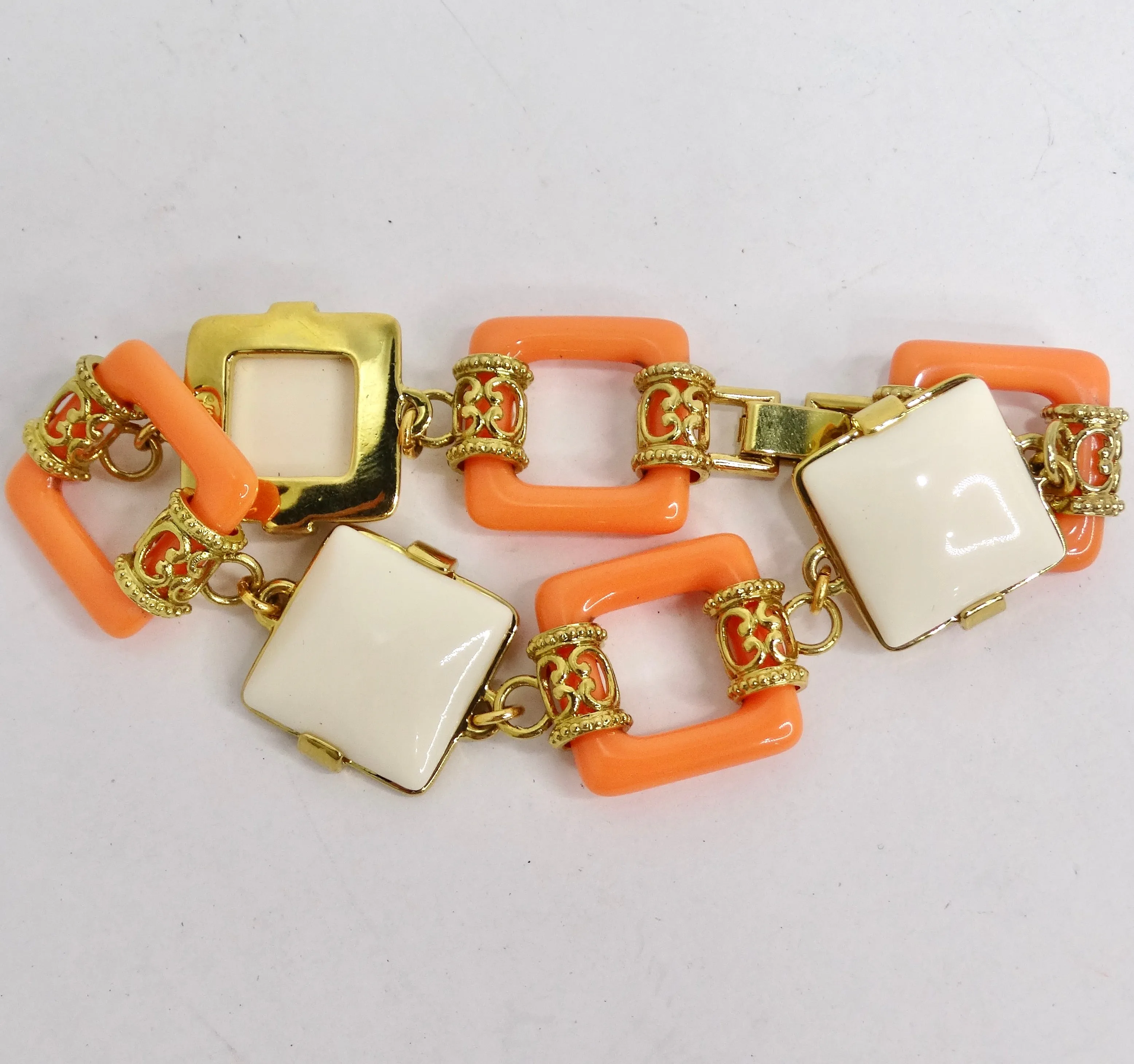 Joan Rivers Gold Tone Orange Geometric Bracelet