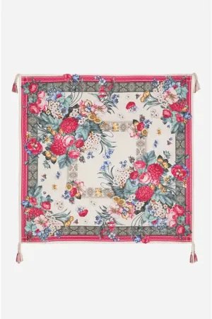 Johnny Was Floral Flower Pink Silk Large Tassle Sistine Scarf Scarves New