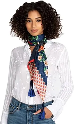 Johnny Was Scarves Silk DRAGONA SCARF Square Large Floral Blue New