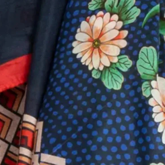 Johnny Was Scarves Silk DRAGONA SCARF Square Large Floral Blue New