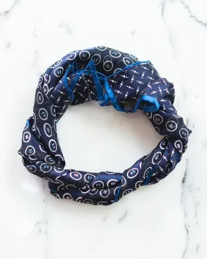 Jones New York Blue and White Scarf Geometric Pattern