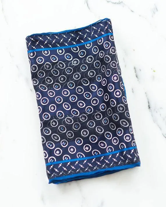 Jones New York Blue and White Scarf Geometric Pattern