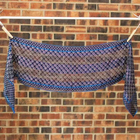 Jones New York Blue and White Scarf Geometric Pattern