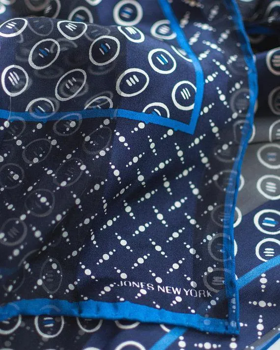 Jones New York Blue and White Scarf Geometric Pattern