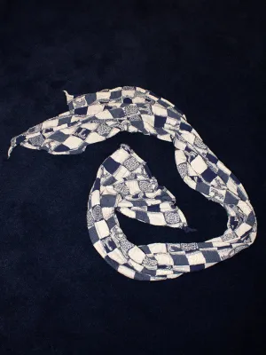 Kapital Compressed Wool Scarf, Ichimatsu Anchor, Navy
