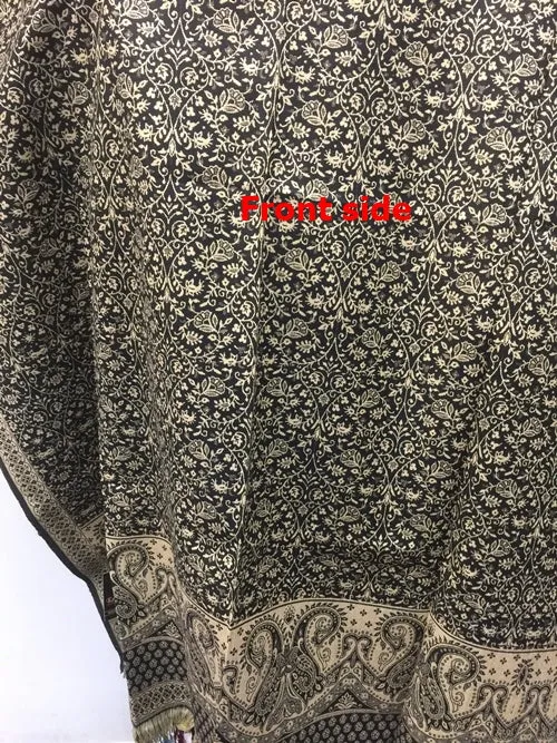 Kashmiri Shawl-Scarf 100% Pure Export Quality Color Black