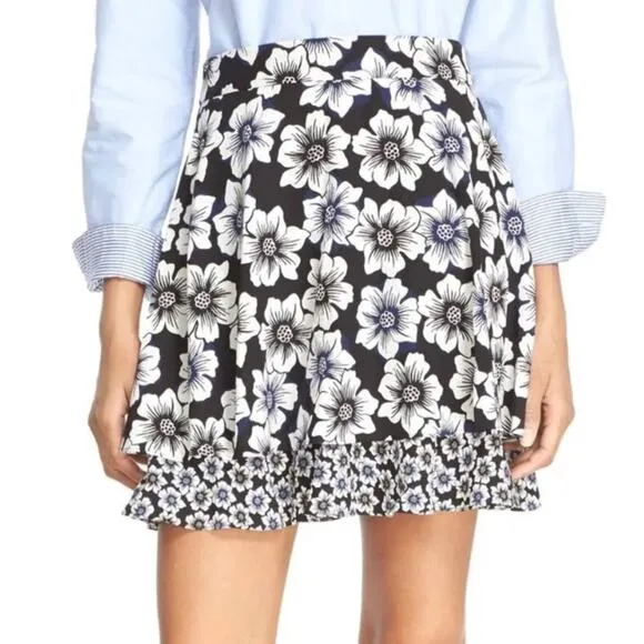 Kate Spade Womens Hollyhock Double Layered Silk Blend Floral Mini Skirt Size 6