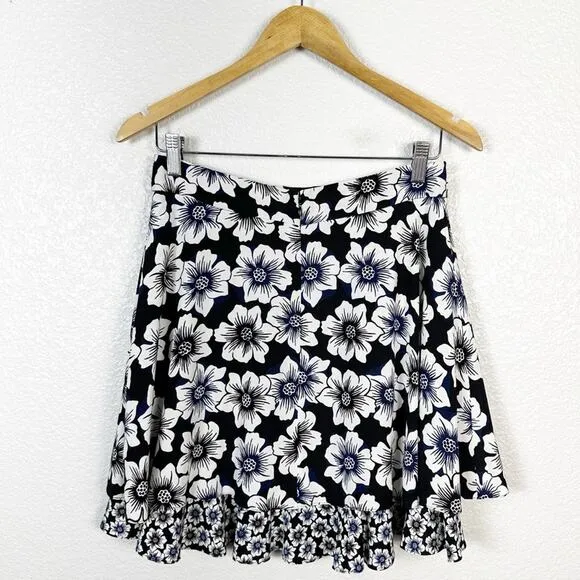 Kate Spade Womens Hollyhock Double Layered Silk Blend Floral Mini Skirt Size 6