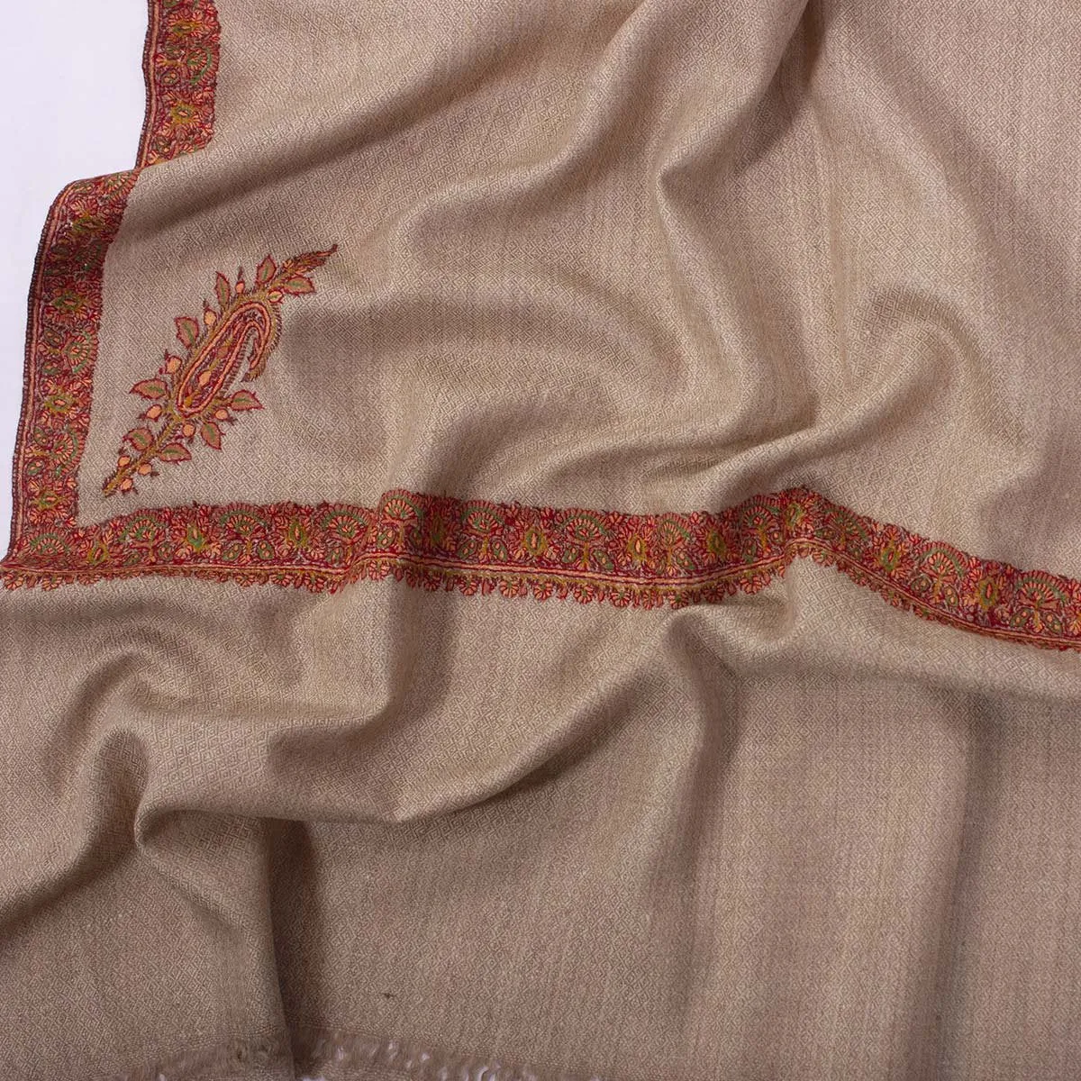 Khudrang sozni Embroidered Hashidaar Pashmina Shawl