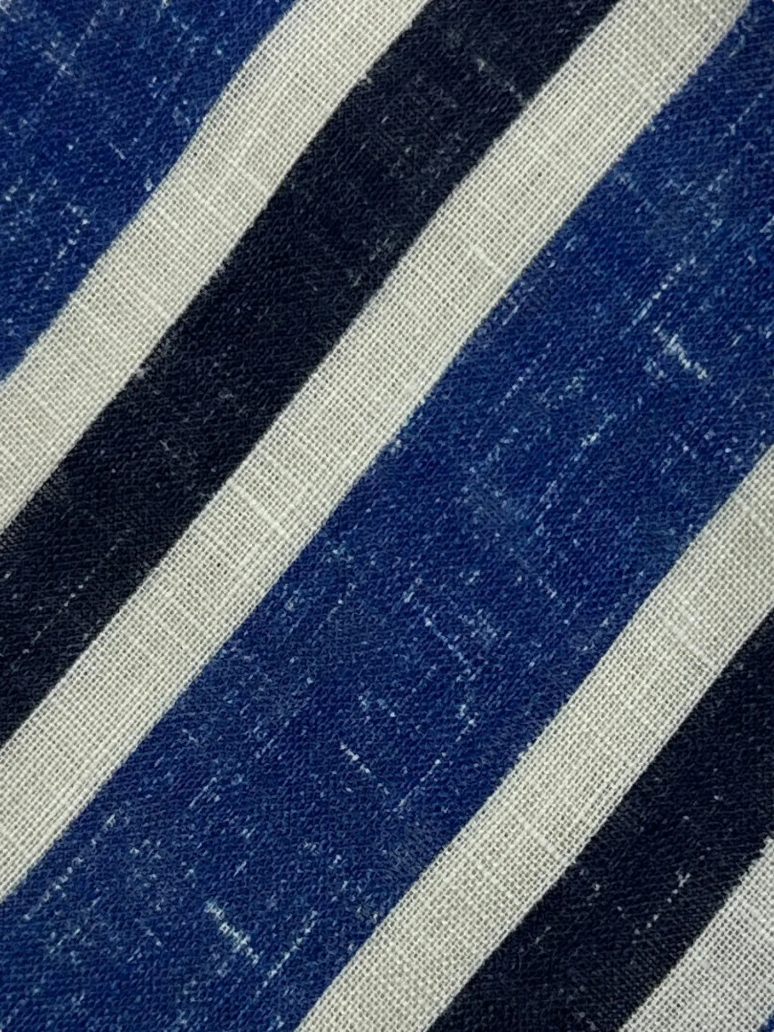 Kiton 5-Fold Blue Club Striped Linen Tie