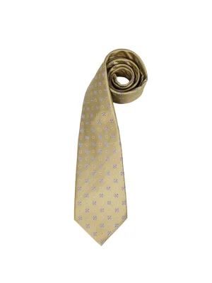 Kiton 5-Fold Gold & Blue Geometric Silk Tie
