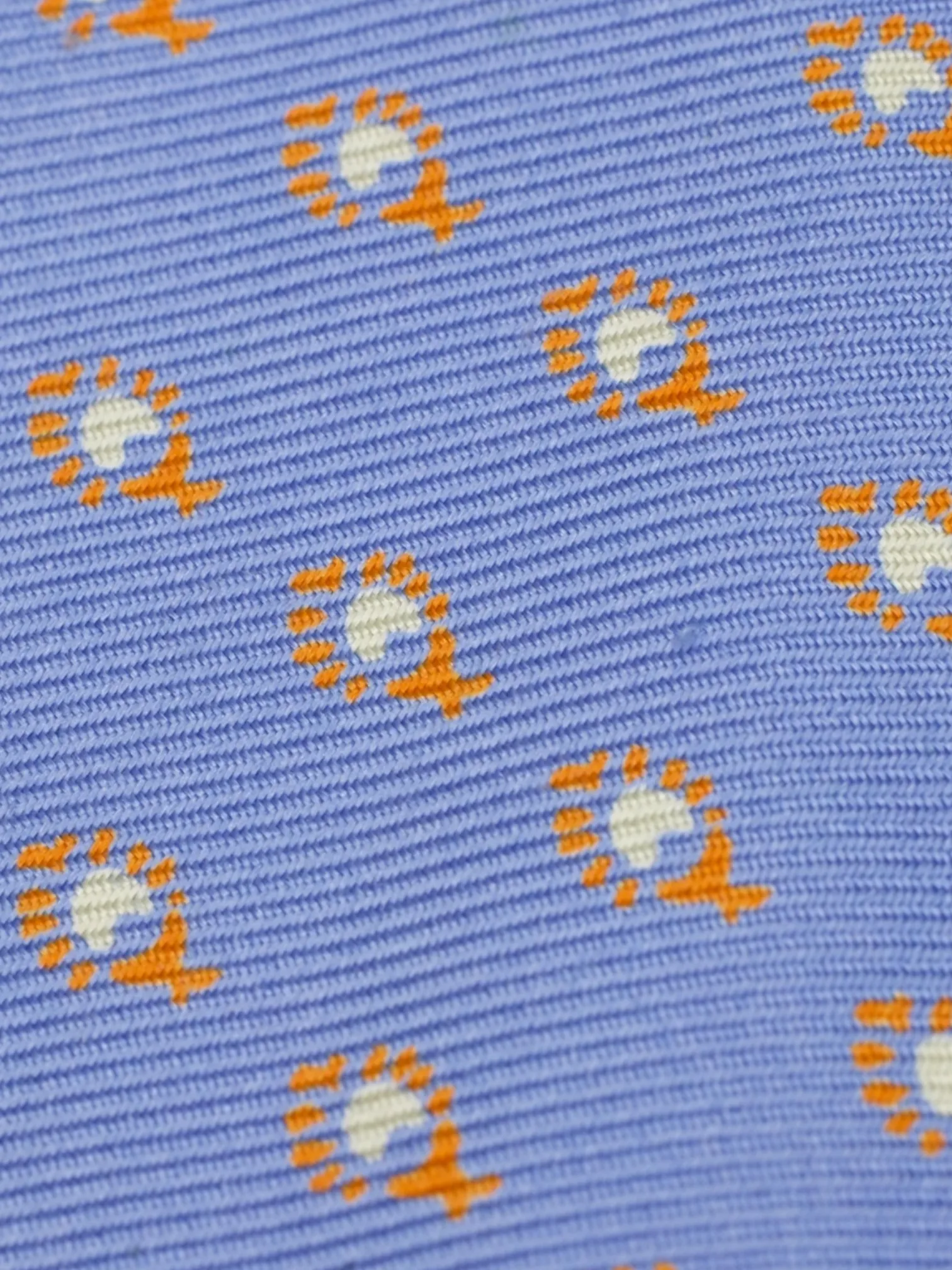 Kiton 5-Fold Light Blue & Orange Silk Geometric Pattern Tie