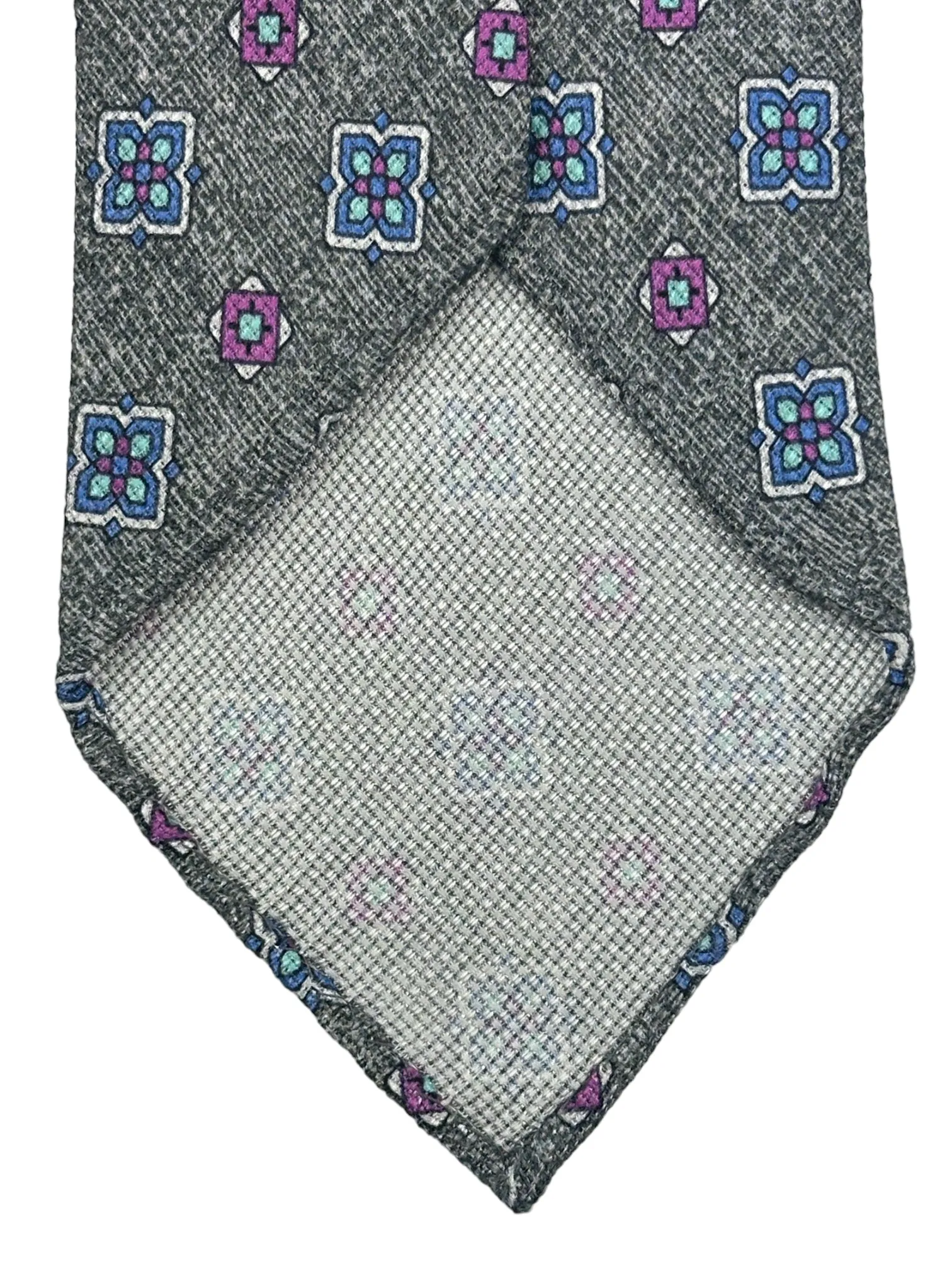 Kiton 5-Fold Light Grey Untipped Silk Tie