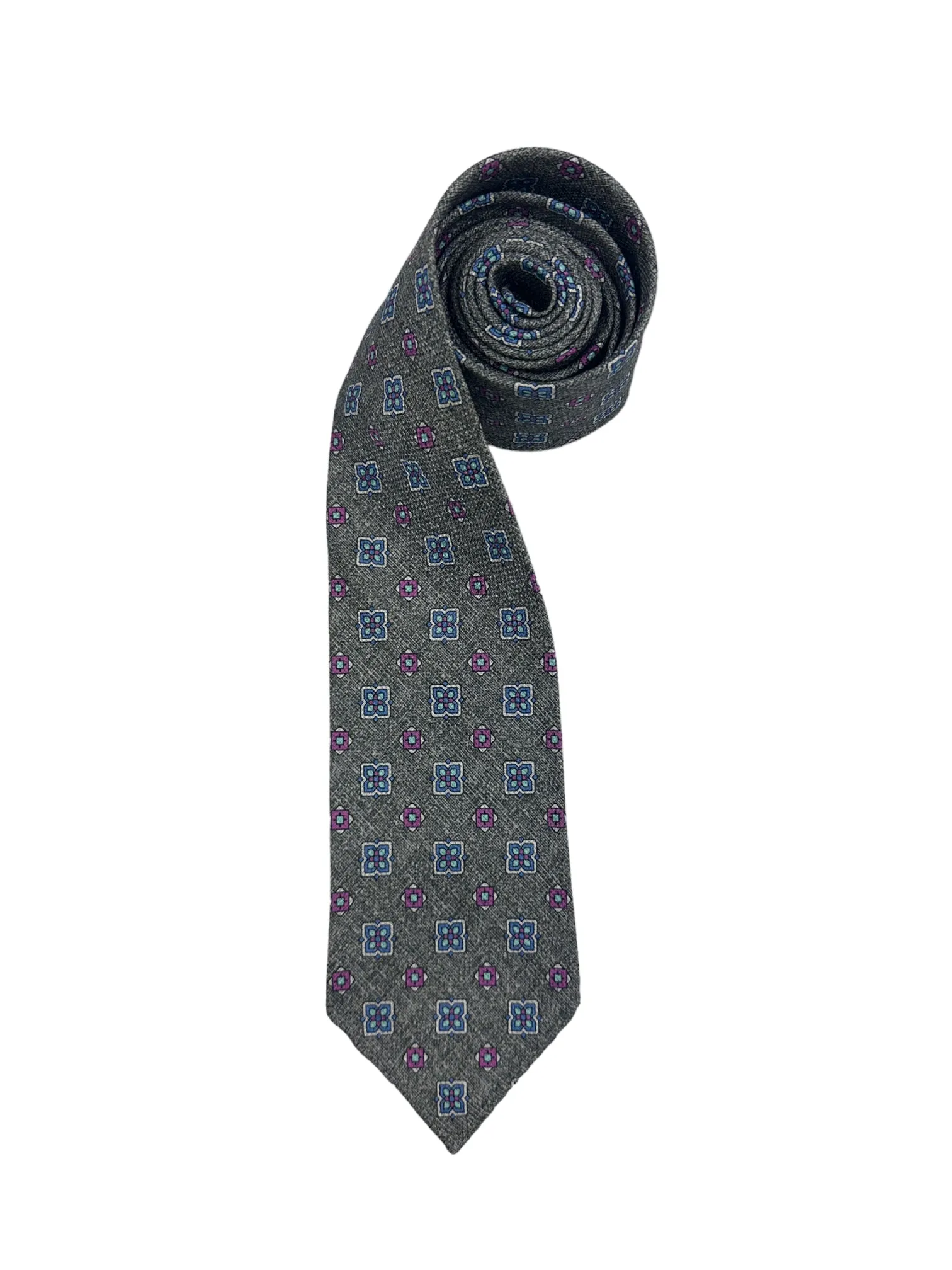 Kiton 5-Fold Light Grey Untipped Silk Tie