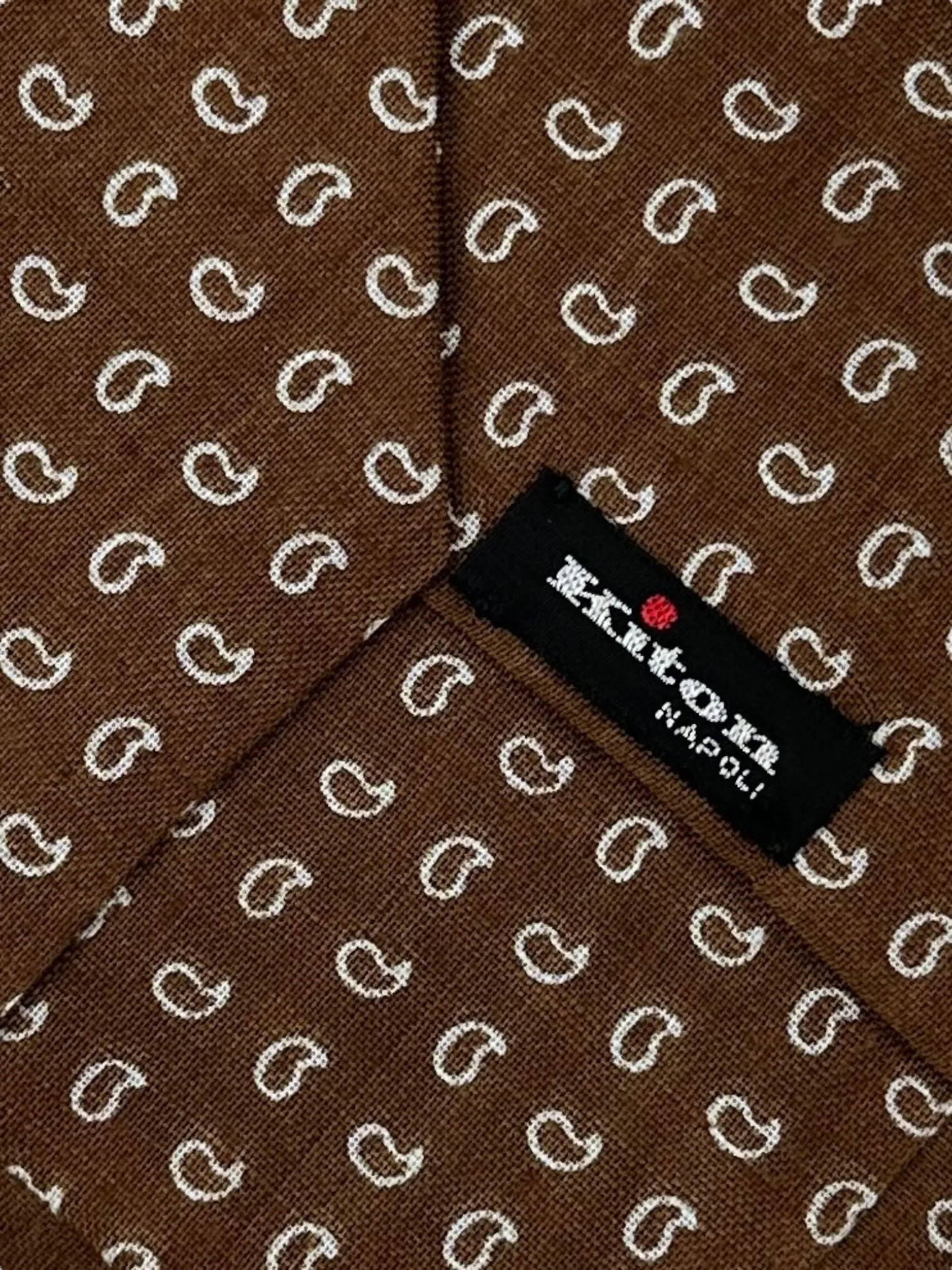 Kiton 5-Fold Tobacco Paisley Linen Tie