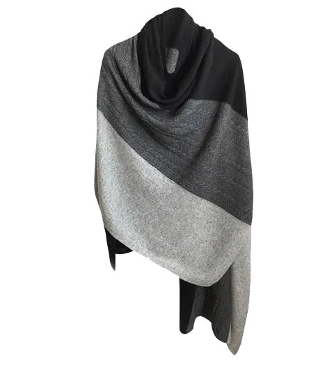 Knitted Cashmere Three-Tone Wrap