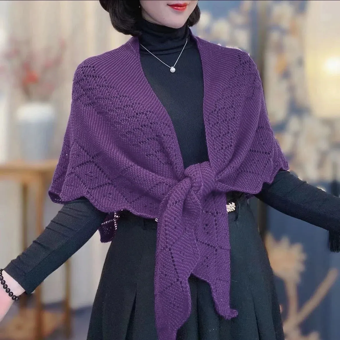 Knitted Hollow Out Shawl Wrap