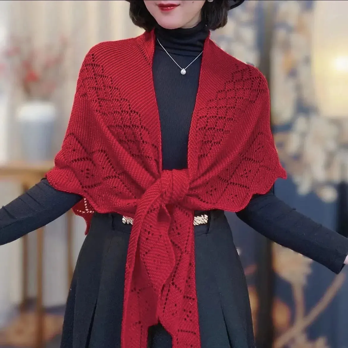 Knitted Hollow Out Shawl Wrap