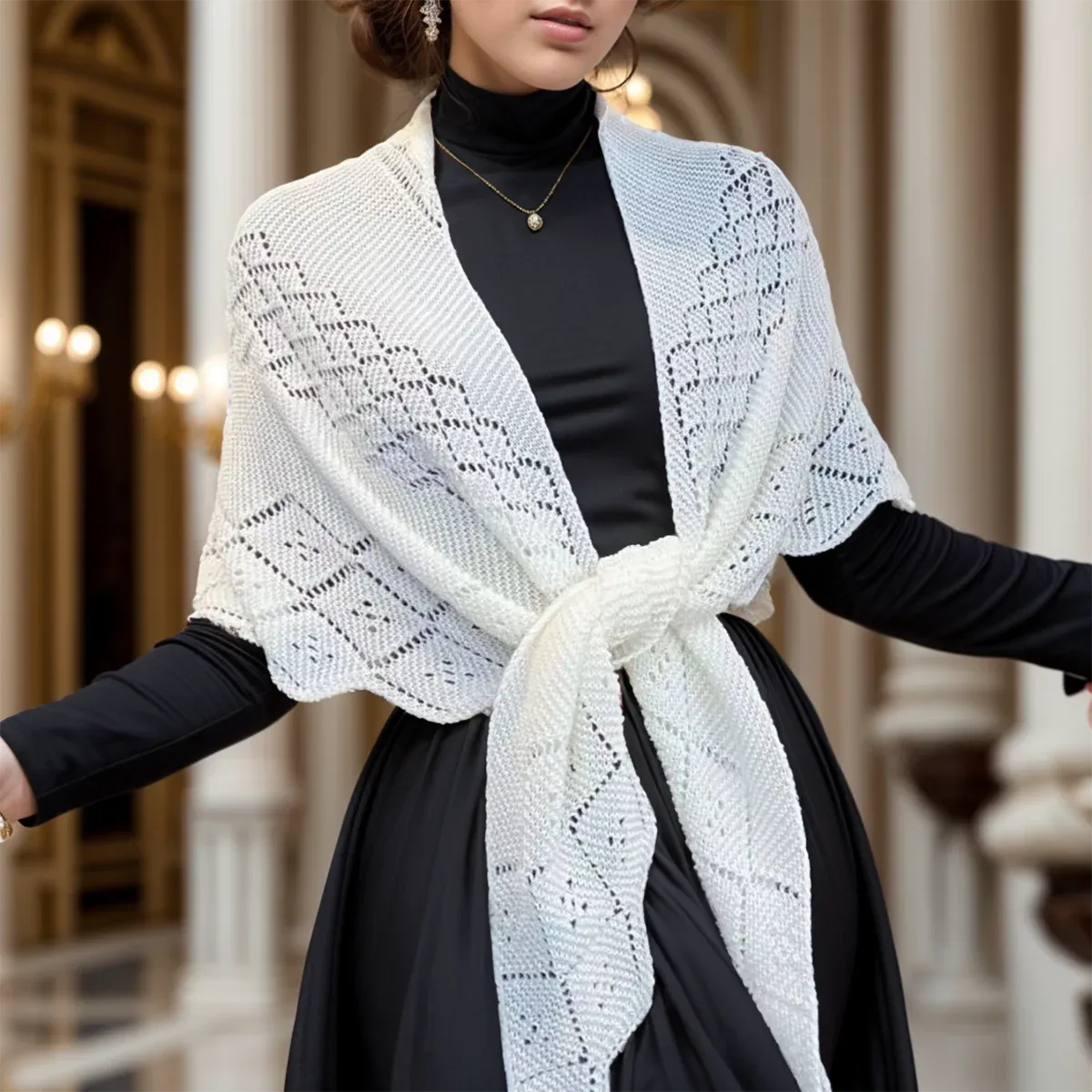 Knitted Hollow Out Shawl Wrap
